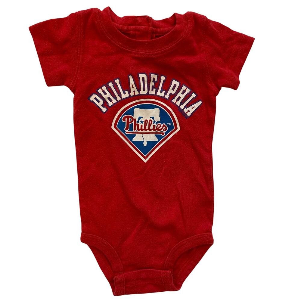 MLB Philadelphia Phillies Baby 6-9M One Piece Romper Short Sleeve Logo Baseball